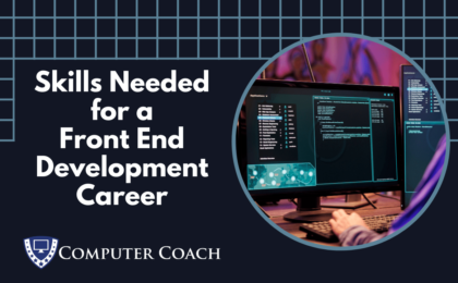 A career in front end development involves programming, HTML, and CSS